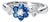 Late 20th Century 14K White Gold Blue White Diamond Floral Band Ring, Size 7 For Sale