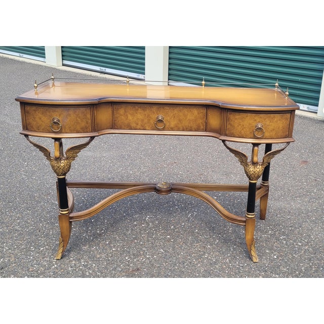 Camel French Empire 1950s Writing Desk With Winged Swan Legs For Sale - Image 8 of 12