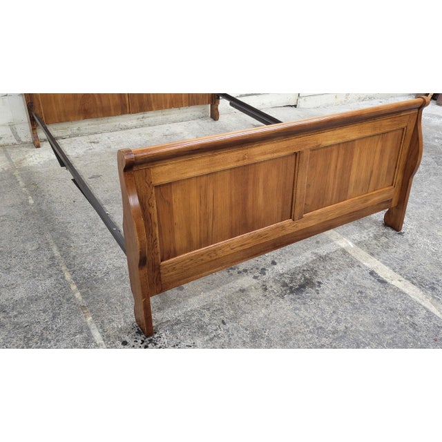 Vintage Traditional Louis Phillipe Style Queen Size Sleigh Bed For Sale - Image 9 of 9