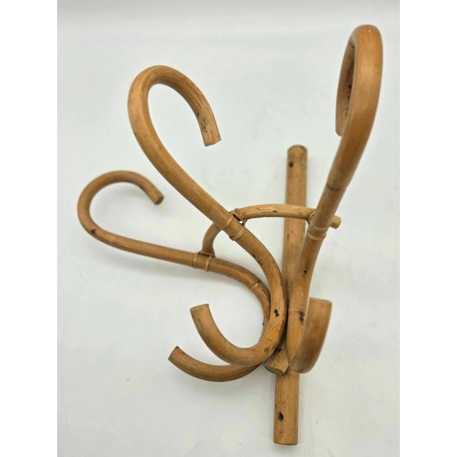 Franco Albini Vintage Bamboo Rattan Wall-Mounted Coat & Hat Racks, Set of 3 For Sale - Image 4 of 9