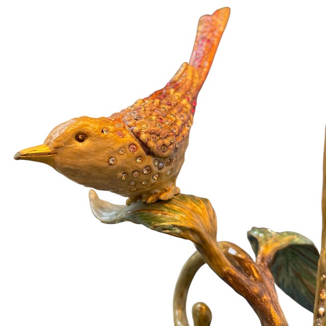 2007 Jay Strongwater Swarovski Crystal Enamel Bird Lamp, Signed For Sale - Image 10 of 14