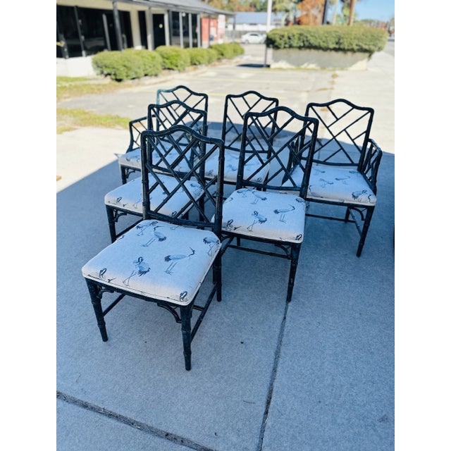 Ornamental & Decorative Materials Faux Turquoise Chinese Chippendale Dining Chairs, Set of Six For Sale - Image 7 of 9