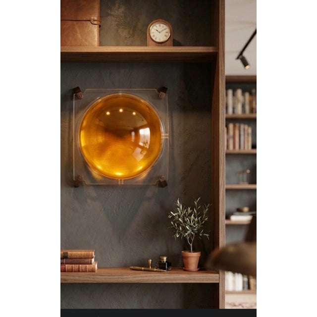 Vintage Space Age Amber Lucite 13 Inch Bubble Dome Wall Sculpture Pop Art Panel For Sale - Image 10 of 13