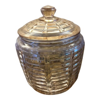 Vintage Pink Depression Glass Cookie Jar For Sale