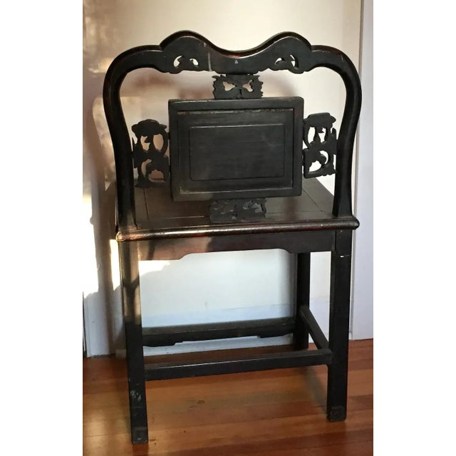 19th Century Chinese Qing Carved Hardwood Chair with Inset Dreamstone For Sale - Image 9 of 11