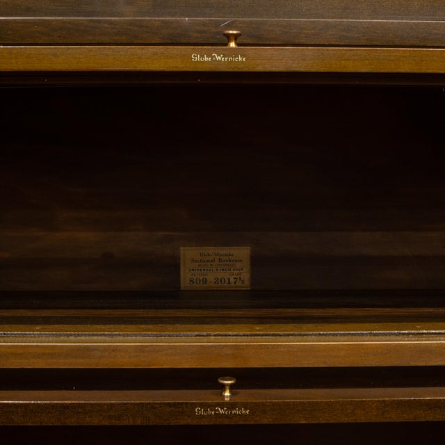 Antique Walnut Globe-Wernicke 4 Stack Lawyer's Bookcase c.1920 For Sale In San Francisco - Image 6 of 12