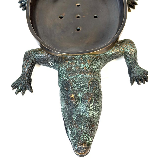 Large Cast & Patinated Bronze Alligator Soap Dish/ Vide-Poche For Sale - Image 11 of 15