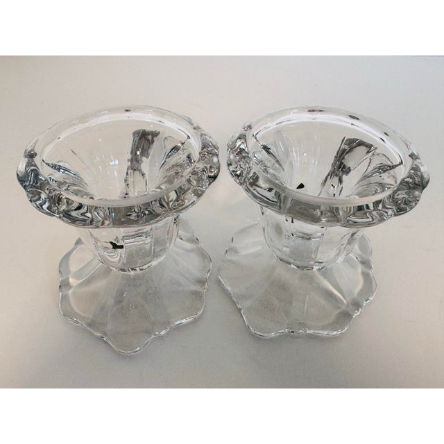 Transparent Vintage 1930s Heisey Glass Co Cornucopia Glass Candleholders, Pair For Sale - Image 8 of 8