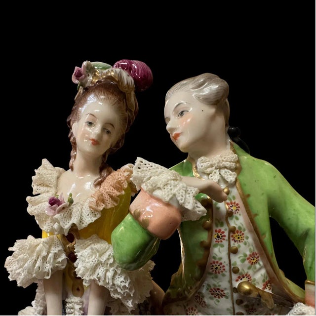 Ceramic Volkstedt Porcelain, Courting Couple, Marked V20253, Post 1945 For Sale - Image 7 of 10