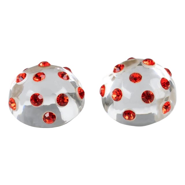 Kaso Acrylic and Orange Crystal Jeweled Earrings For Sale