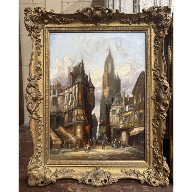 Pair 19th Century European Townscape Oil Paintings by H. Schafer For Sale - Image 4 of 15