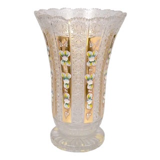 Crystal Vase with Enamel Painting For Sale