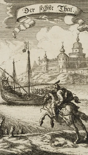 J. Meyer, Osmanischer Reiter am Meer, 1677, Etching