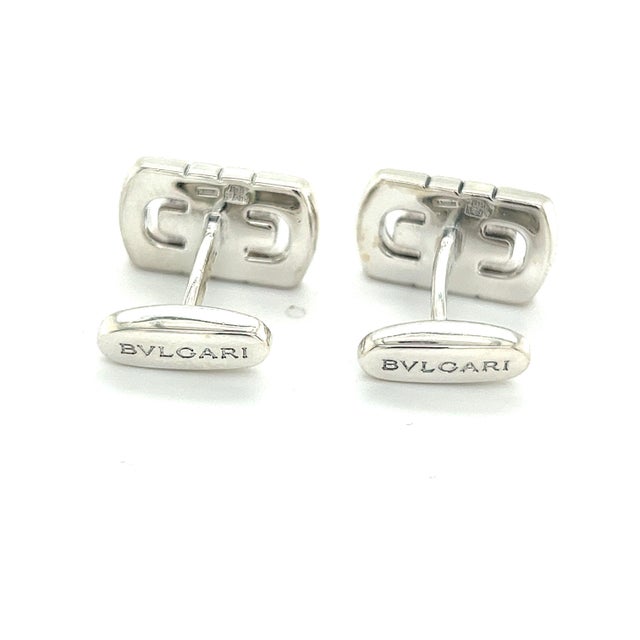 1990s 1990s Pair of Bulgari Bvlgari Estate Mens Cufflinks Sterling Silver For Sale - Image 5 of 7
