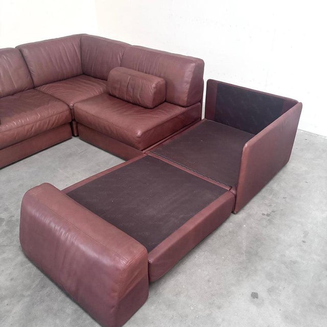 Brown Leather DS76 Modular Sofa from de Sede, 1970s, Set of 4 For Sale - Image 16 of 18