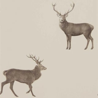 Sanderson Evesham Deer Wallpaper in Birch For Sale