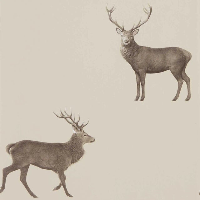 Sanderson Evesham Deer Wallpaper in Birch For Sale