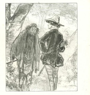 After Paul Gavarni, The Conversation of Vagabond and Hunter, Original Lithograph, 1881