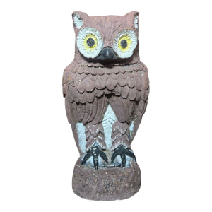 Vintage Owl Cement Sculpture Rustic Concrete Garden Statue