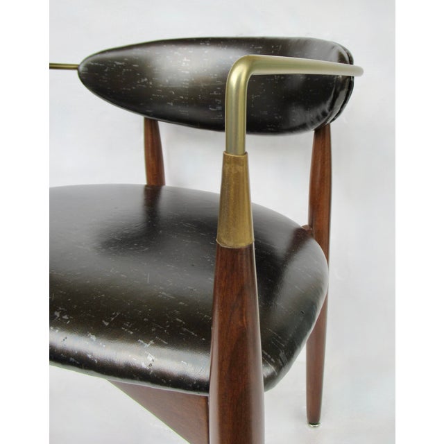 C.1950's Dan Johnson for Selig of Denmark, Walnut & Brass "Viscount" Accent/Lounge Chair With Brentano Textile For Sale - Image 10 of 18
