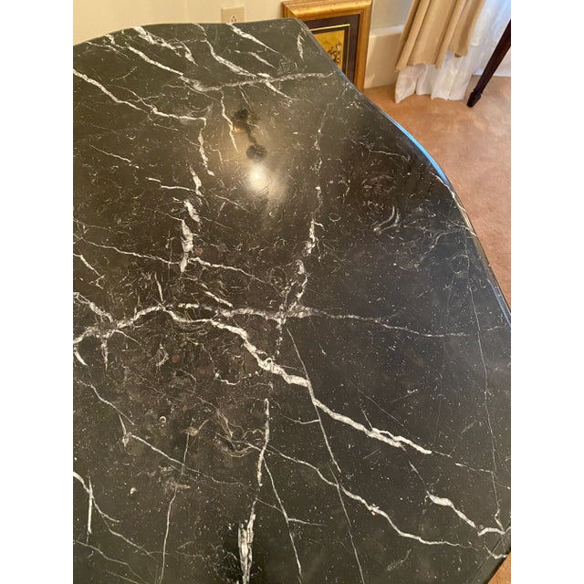 Antique Table Marble Topped Italian Accent Table, Turtle Shaped, Black and Gilt For Sale In Chicago - Image 6 of 13