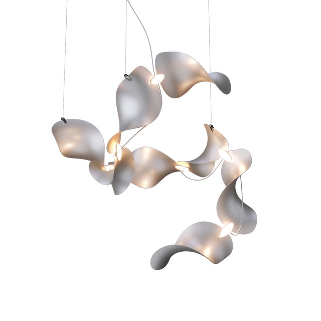 Dune 8 Spiral Chandelier with Silver Anodized Shades by Daniel Becker For Sale - Image 12 of 12