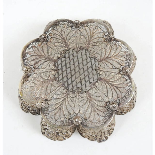 Vintage Silver Wire Filagree Dish For Sale - Image 4 of 7