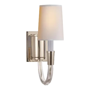 Thomas O'Brien for Visual Comfort Signature Vivian Single Sconce in Polished Nickel with Natural Paper Shade