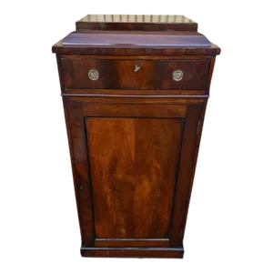 19th Century Antique William IV Style Flame Mahogany One Drawer Pedestal Side Cabinet.