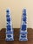 Ceramic Neoclassical French Country Porcelain Blue and White Obelisks, Pair For Sale - Image 7 of 8