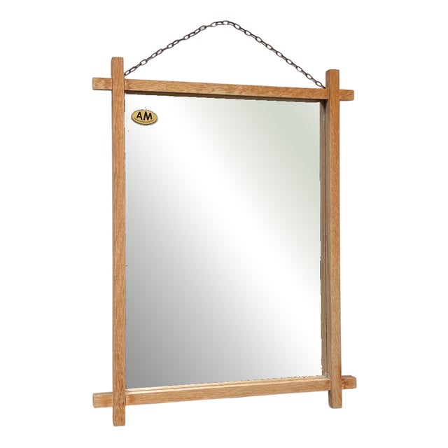 Art Deco Wall Mirror in Oak by Am Spejle, 1940s For Sale