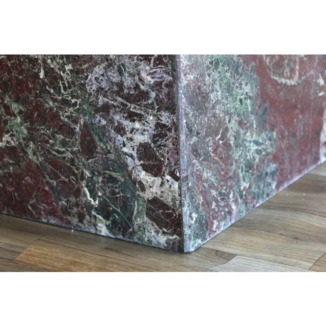 1970s Italian Postmodern Rosso Levanto Marble Dining Table | Monumental Modern Pedestal Table For Sale - Image 16 of 18