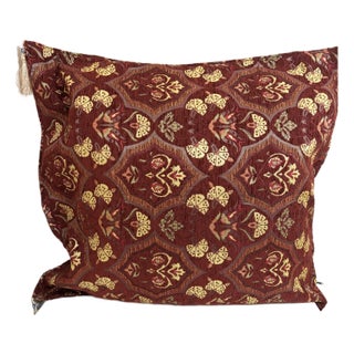 Authentic Turkish Tjşip Pattern Pillow Cover in Burgundy For Sale