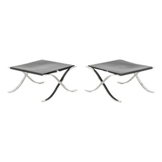 Mies Van Der Rohe X Knoll Barcelona Stools, Pair For Sale