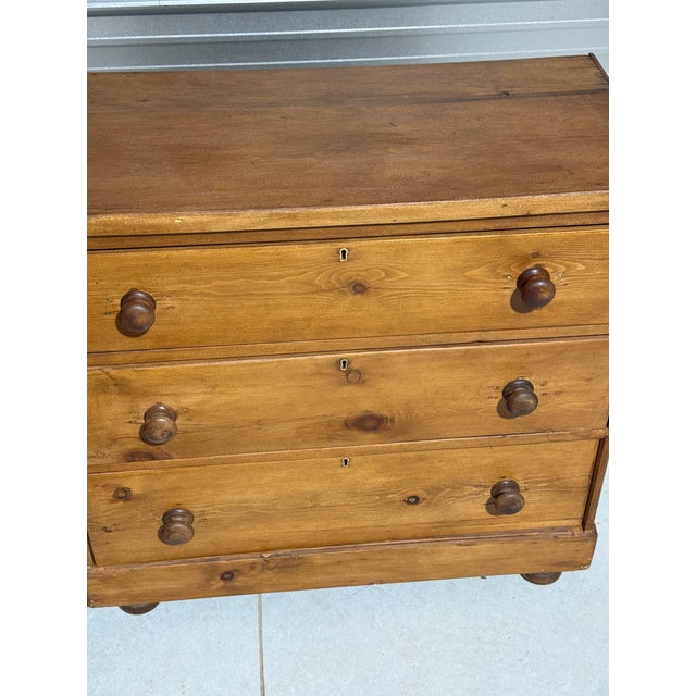 Victorian Antique Pine Three Drawers - Chest of Drawers From England For Sale - Image 3 of 18