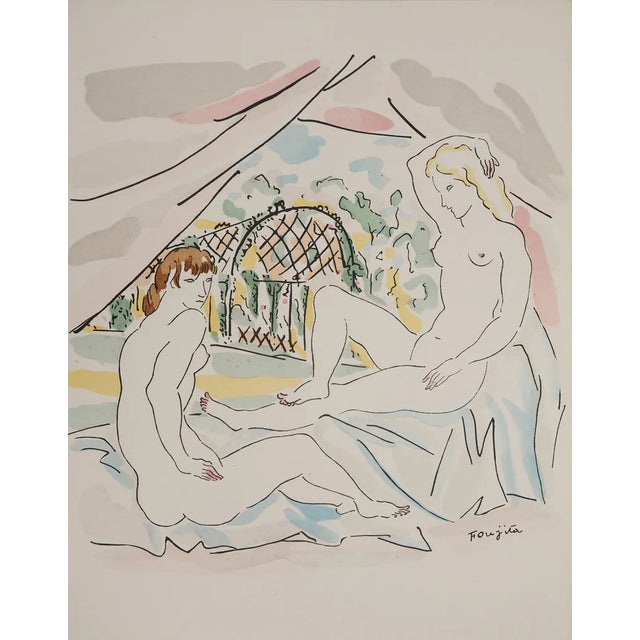 Léonard Tsuguharu Foujita, Nude in the Countryside, Original Engraving For Sale - Image 7 of 7