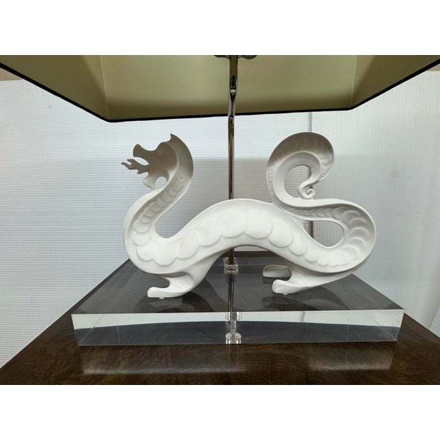 Jonathan Adler Jonathan Adler Porcelain Dragon Table Lamp For Sale - Image 4 of 12