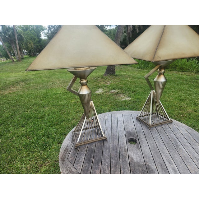 Outstanding brutalist/industrial mid-century modern set of lamps. Unmarked, but assuredly Majestic lamp Co 100% all...