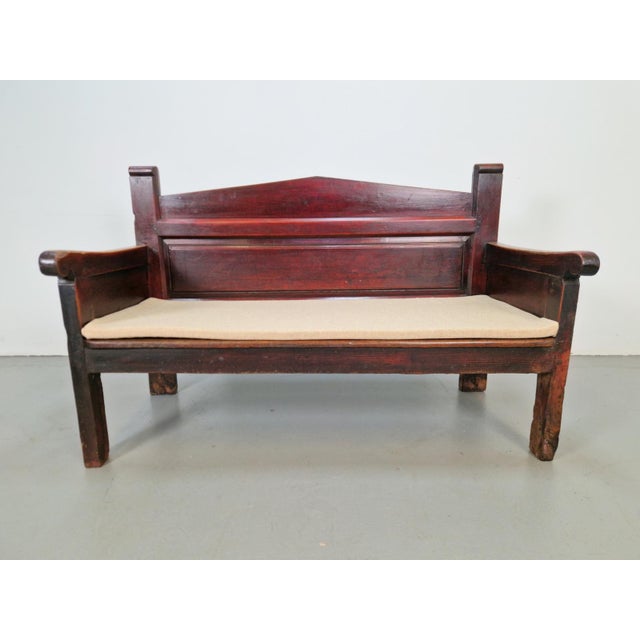 Handmade Spanish Station Wooden Bench, 1850s For Sale - Image 16 of 18