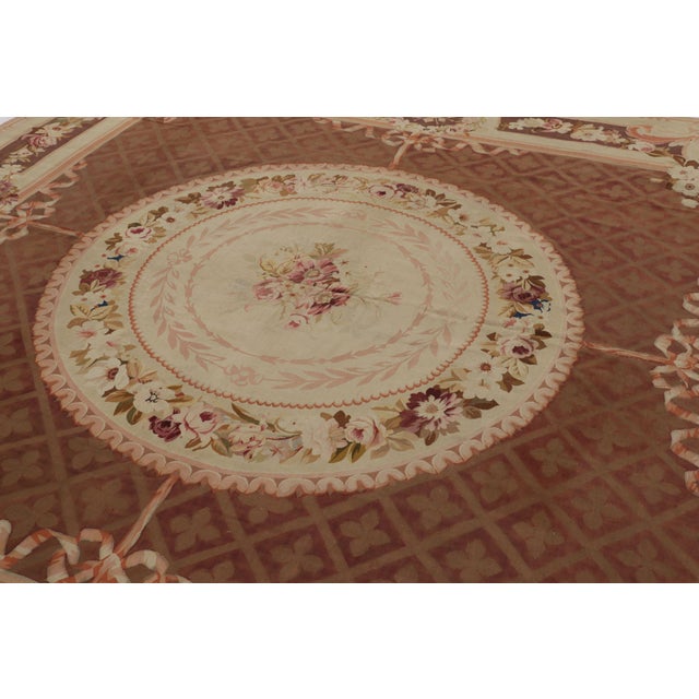 Rug & Kilim Antique French Aubusson Square Rug With Floral Medallion - Rug & Kilim For Sale - Image 4 of 9