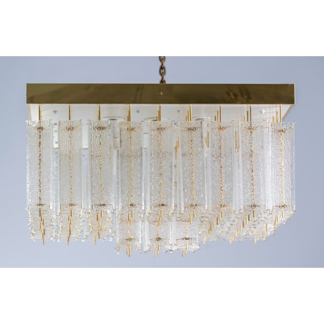 White Bohemian Flush-Mount Light in Textured Glass & Brass, 1960s For Sale - Image 8 of 18