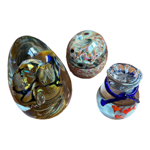 Collection of Vintage Abstract Glass Paperweights- Set of 3