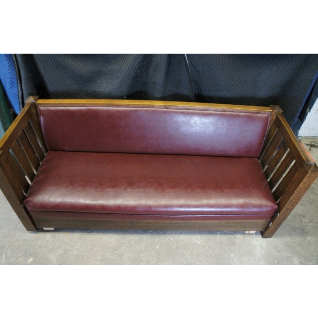 Kroehler Mfg. Co. Late 19th Century Antique Kroehler Mission Quartersawn Oak Sofa Couch Unifold Davenport Bed For Sale - Image 4 of 12