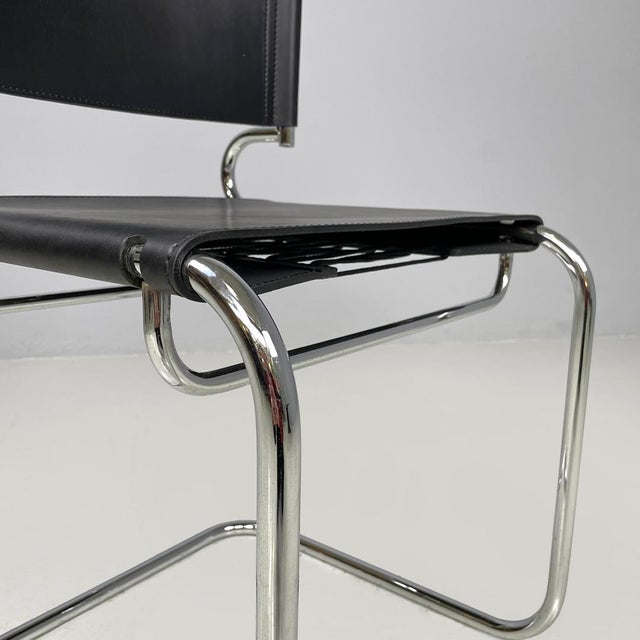 Italian Modern Black Leather Chairs Terry by Luigi Saccardo for Arrmet, 1970s, Set of 4 For Sale - Image 18 of 18