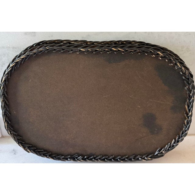 Vintage Oval Wicker Serving Tray With Hand Painted Floral Design For Sale - Image 9 of 9