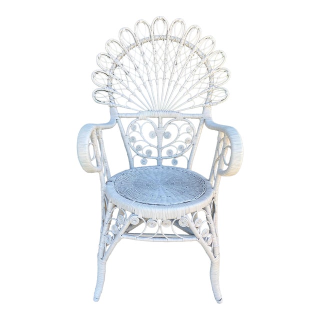 Mid 20th Century Vintage Painted Wicker Chair For Sale