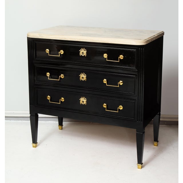 Vintage French Ebonized Marble-Top Commode in the Directoire Manner For Sale - Image 11 of 11