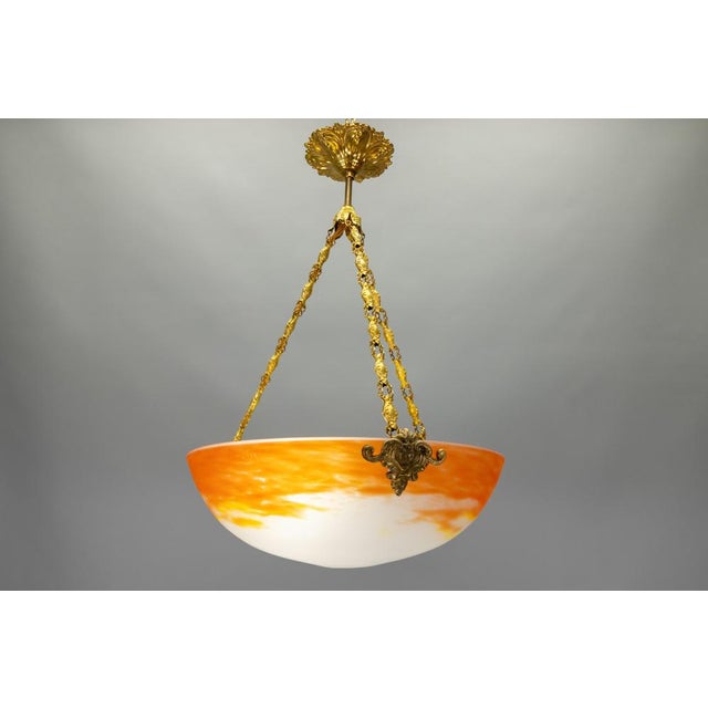 Art Nouveau Pâte de Verre Pendant Light by G.V. Croismare, France, 1920 For Sale - Image 15 of 18