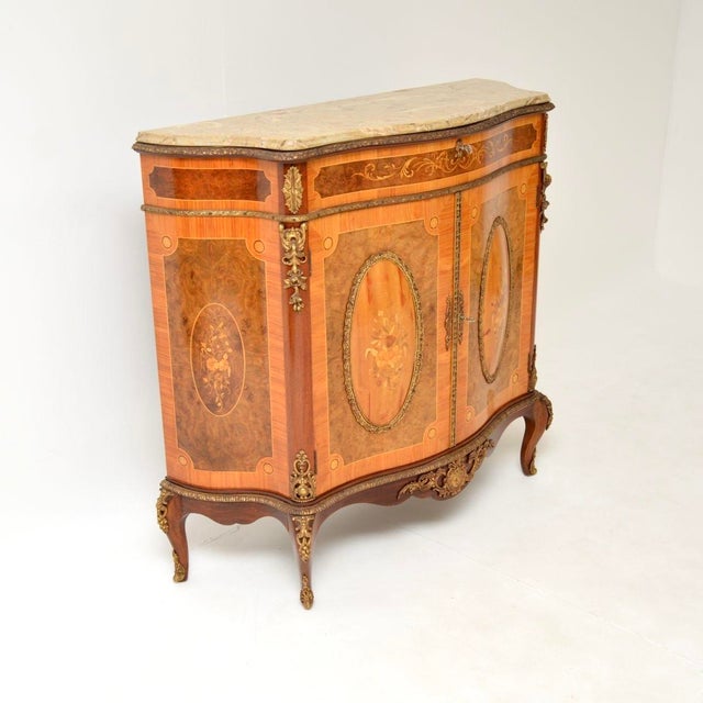 1930s French Inlaid Marquetry Marble Top Cabinet, 1930 For Sale - Image 5 of 15