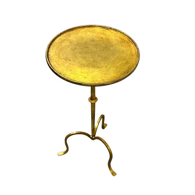 Hollywood Regency Late 20th Century Hand-Forged Gilded Iron Martini Drink Table in the Style of Visual Comfort For Sale - Image 3 of 17